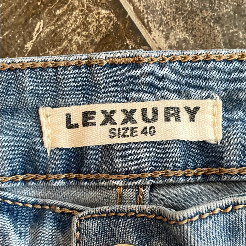 LEXXURY Patch Button-fly Skinny Urban Maximalism Grunge Streetwear Fun Jeans - Picture 2 of 16